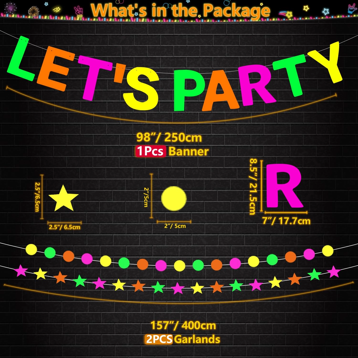 Neon Party Supplies - 52 Pack Birthday