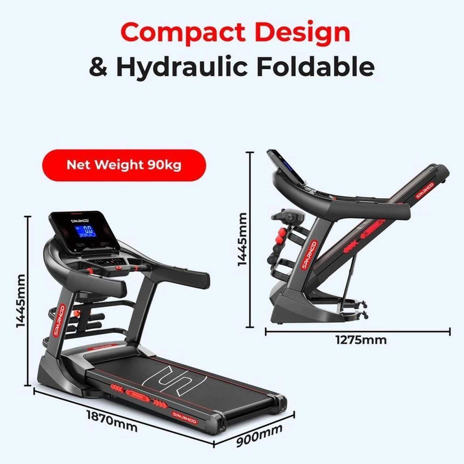 Foldable Treadmill 7hp Dimension2D[width=560.0, height=1350.0]mm