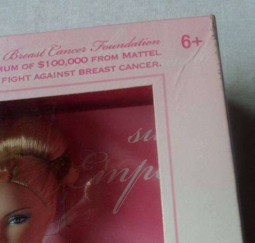 Pink Ribbon Barbie Doll - Plastic Pink Gown Ages 6+