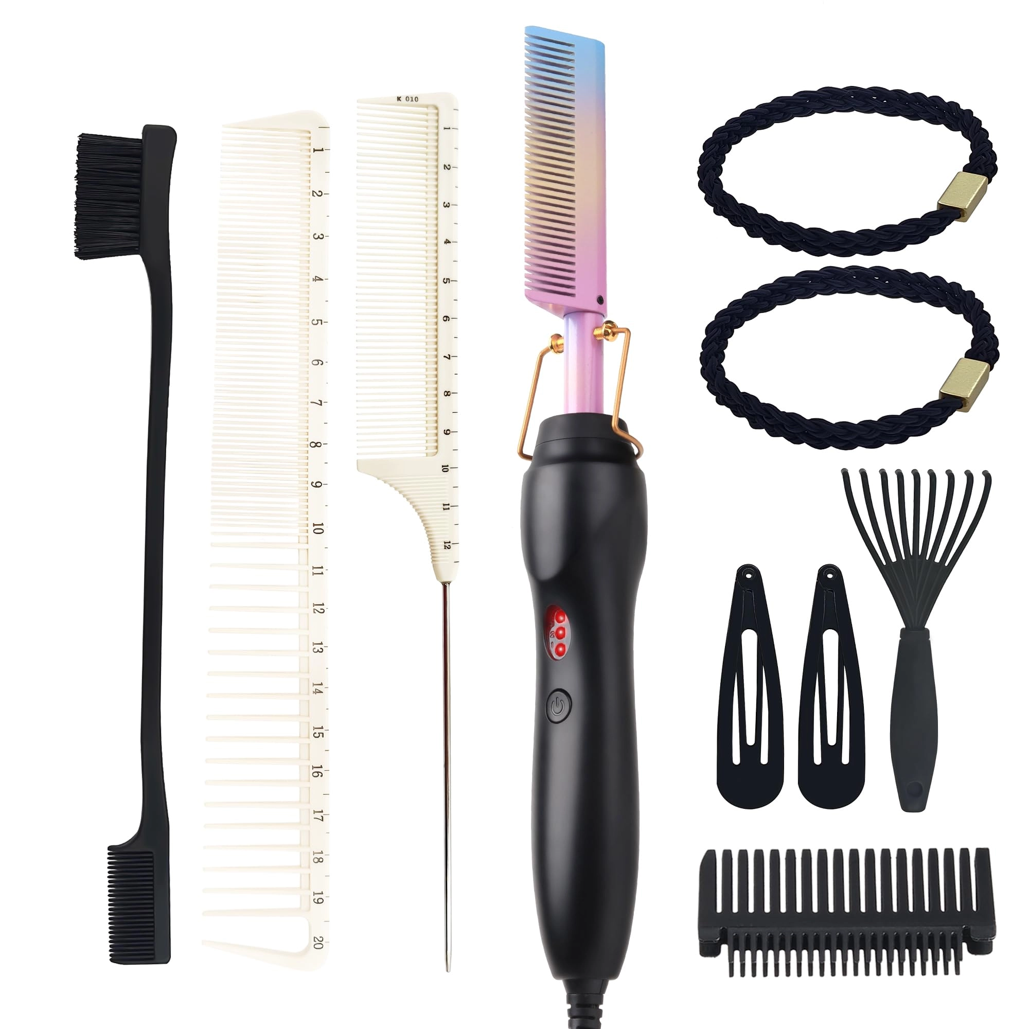 Electric Hot Comb - 12 Inch Multicolored Anti-Scald