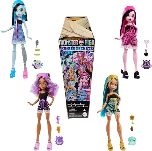 Monster High Buried Secrets - Dolls and Accessories Cozy Creepover 5 Unboxing Surprises Bundle
