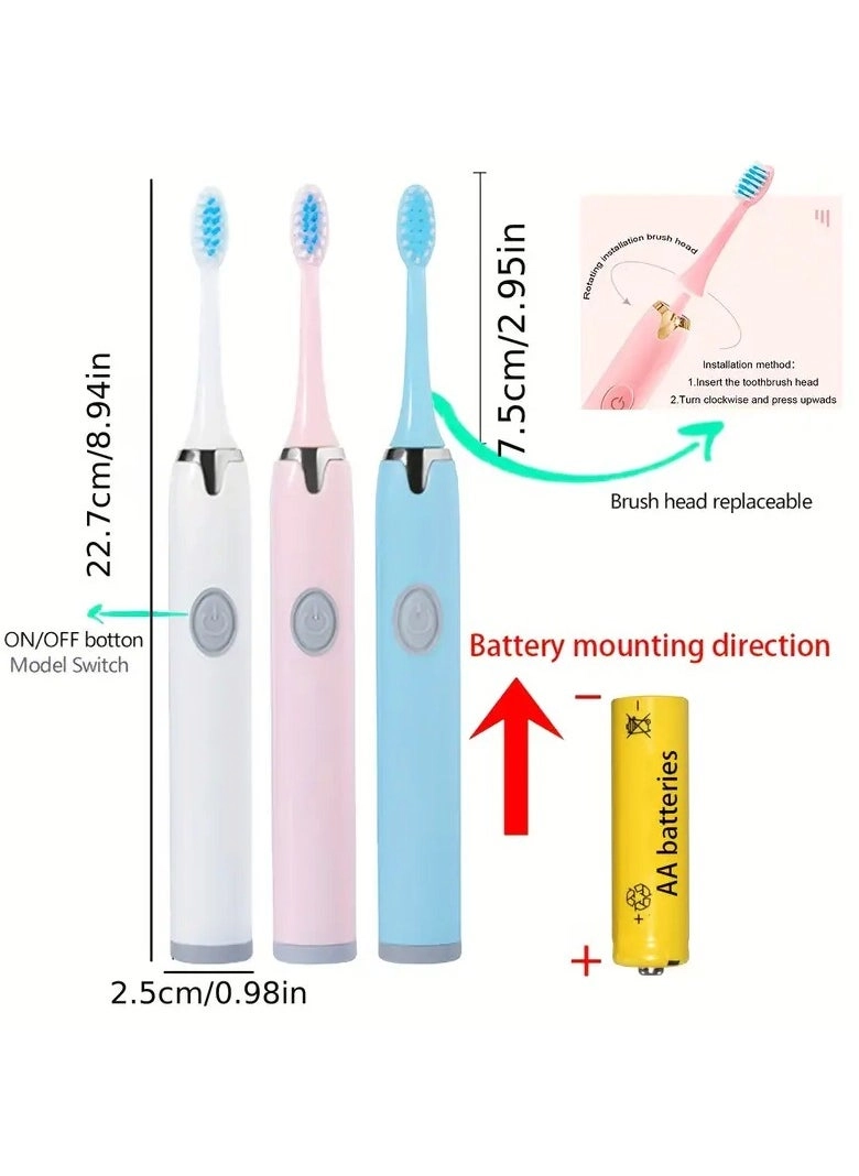 Portable AA Battery Electric Toothbrush - 30-Second Smart Timer 7 Brush Heads