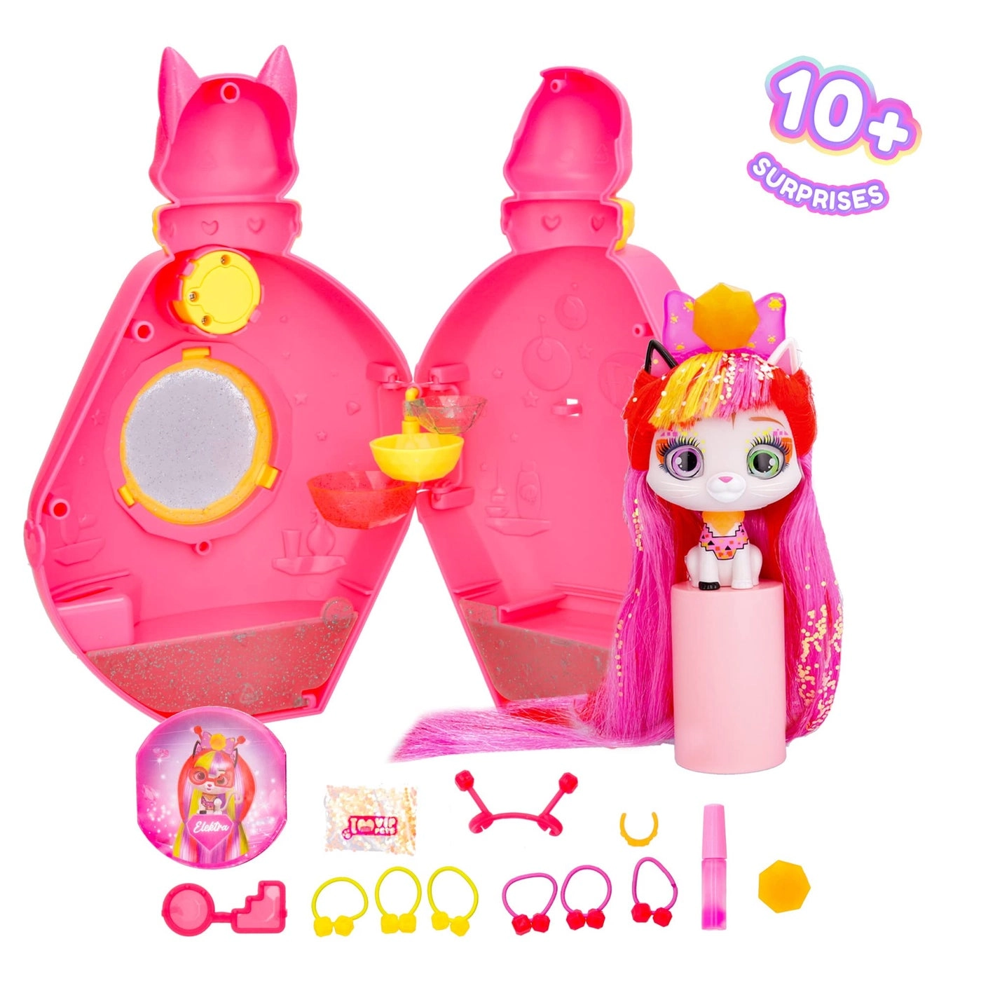 Elektra Cat Doll - Neon 10 Surprises 8 Accessories Bundle Ages 3+