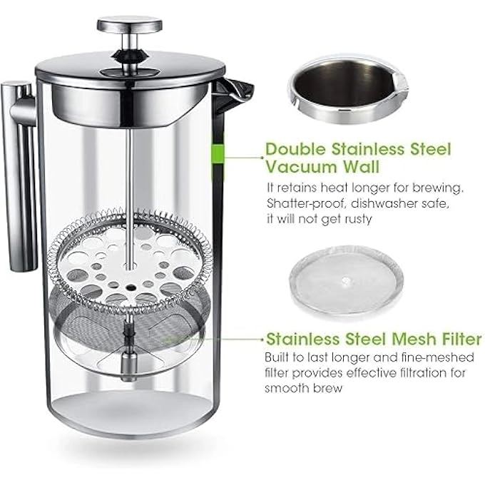 French Press - Double Wall Insulated With Filter
