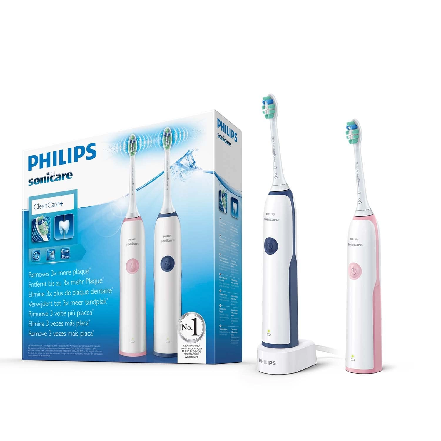Philips DailyClean 2100 - Dual Pack Dark Blue/Pink Rechargeable