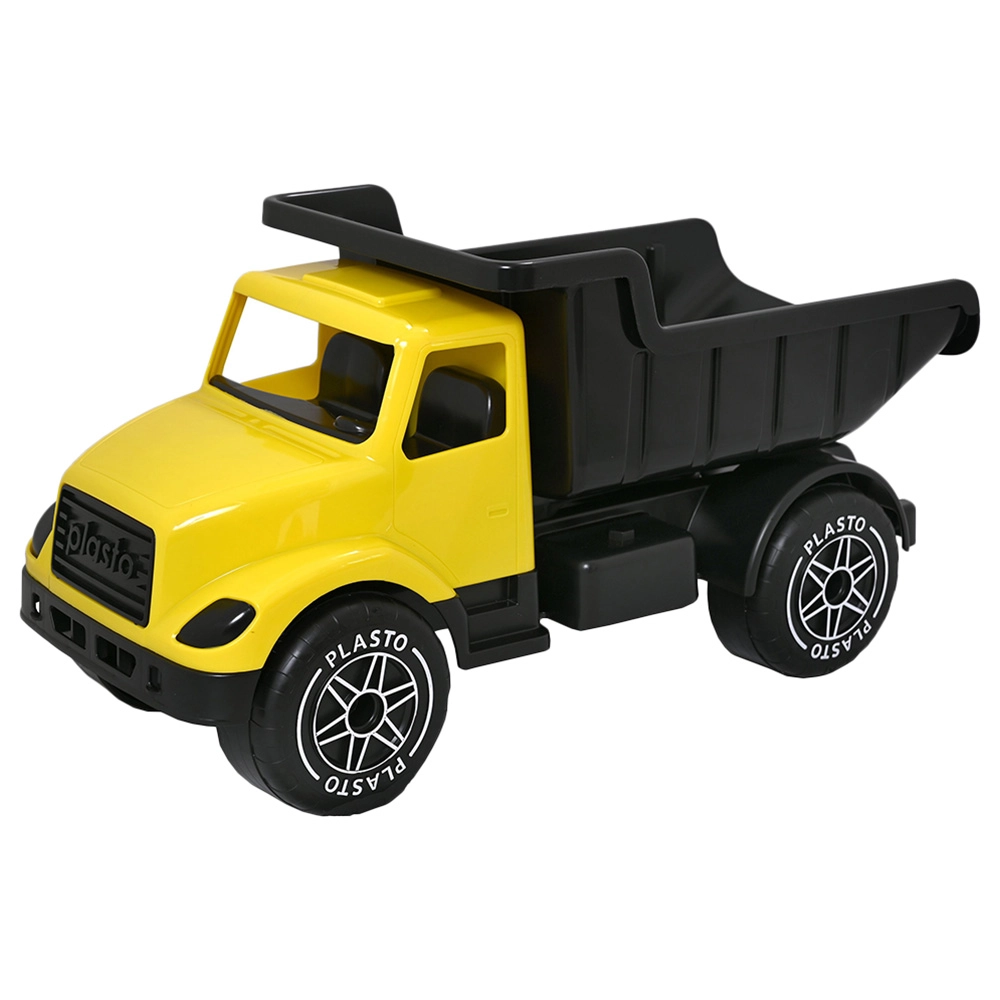Plasto Dump Truck With Silent Wheels - 60 cm Yellow & Black