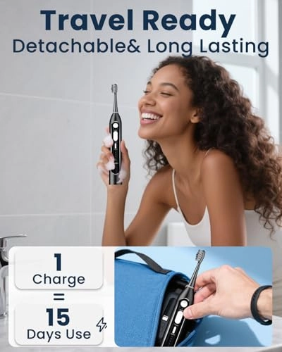 Electric Toothbrush with Water Flosser Combo - 3 Modes 5 Speeds Black