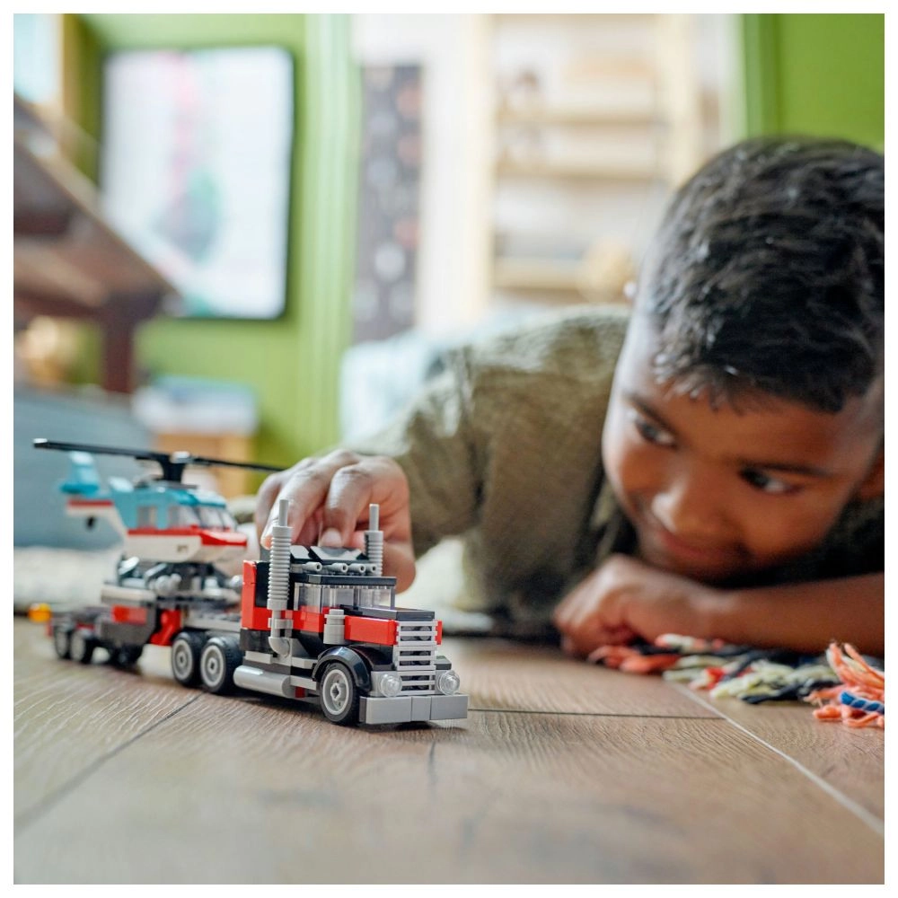 Flatbed Truck With Helicopter - 270 pcs