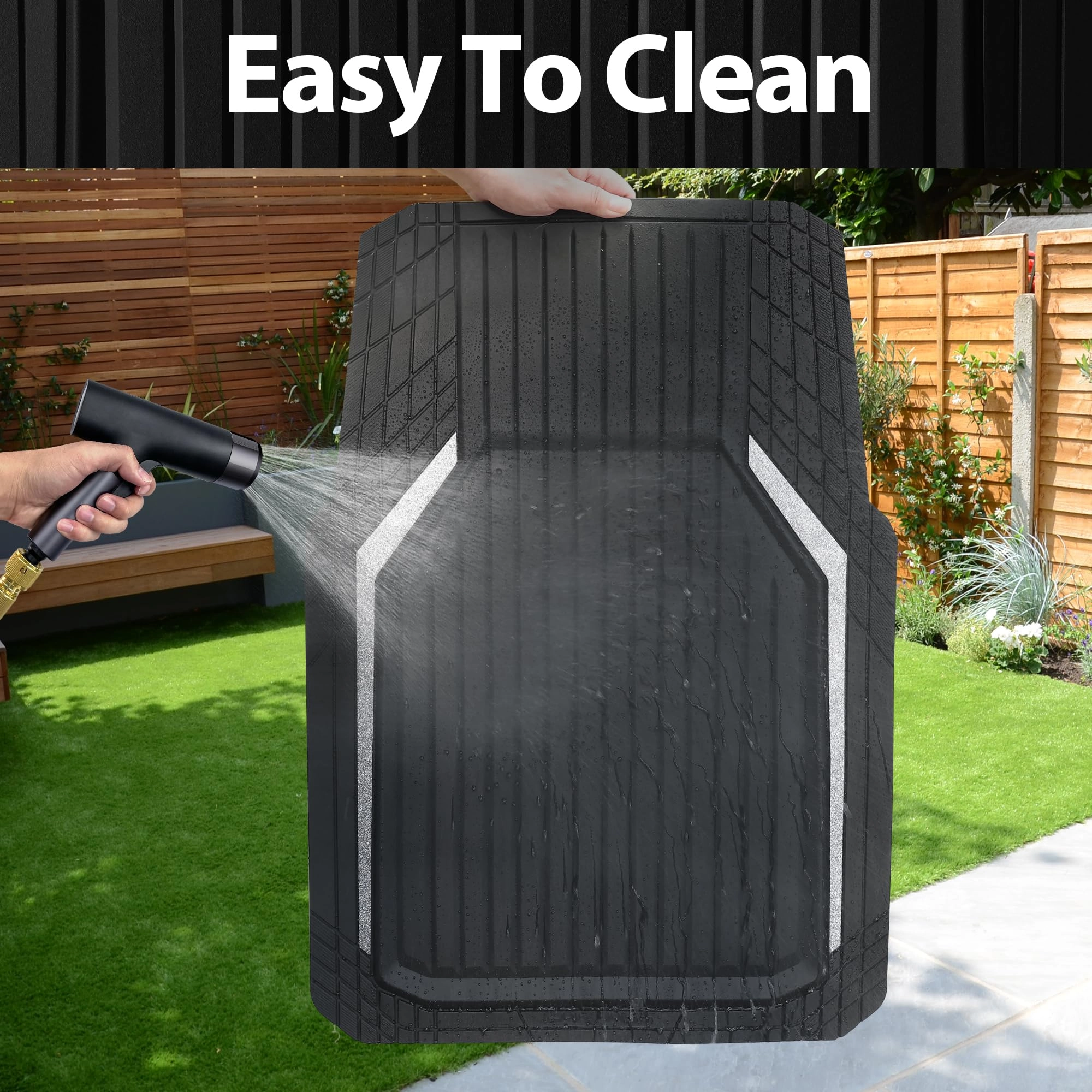 Heavy Duty Rubber Floor Mats - Universal Fit 3pcs Black Purple