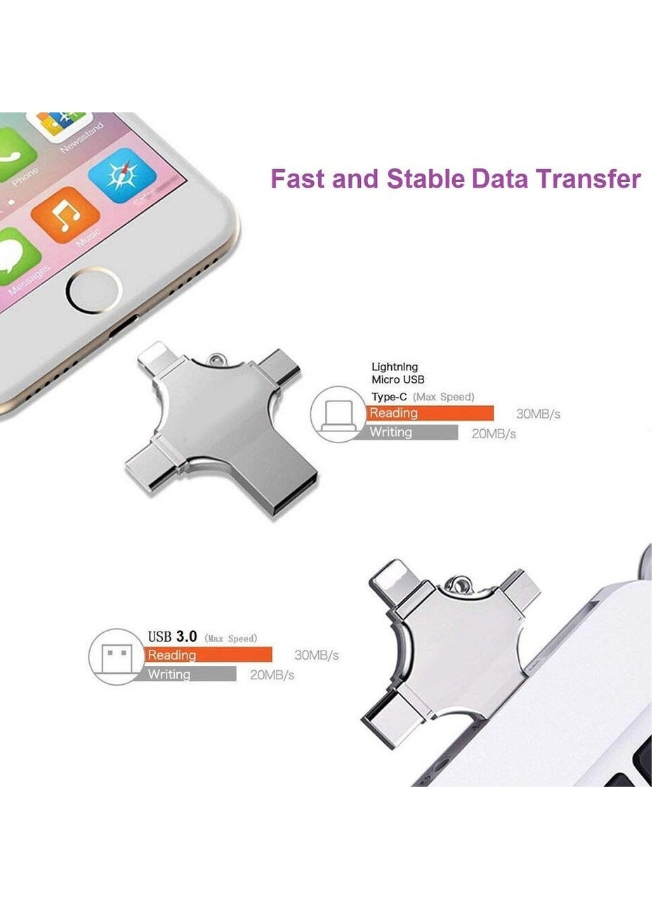 4 In 1 Multi-function OTG USB Flash Drive - 3.0 Type-C 256GB