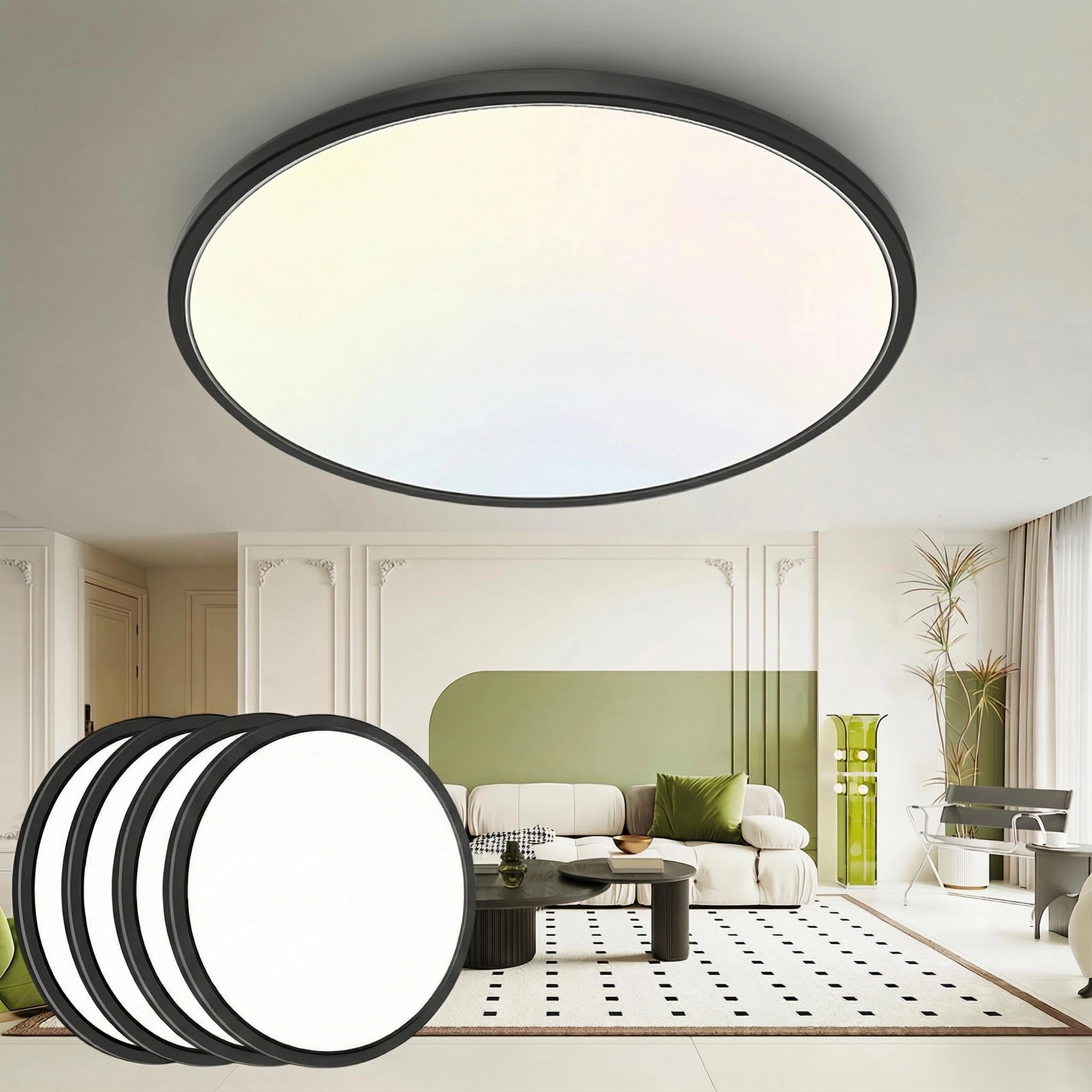 hepside 15.8INCH Flush Mount Ceiling Light - 3000/4500/6000K Dimmable 4Pack