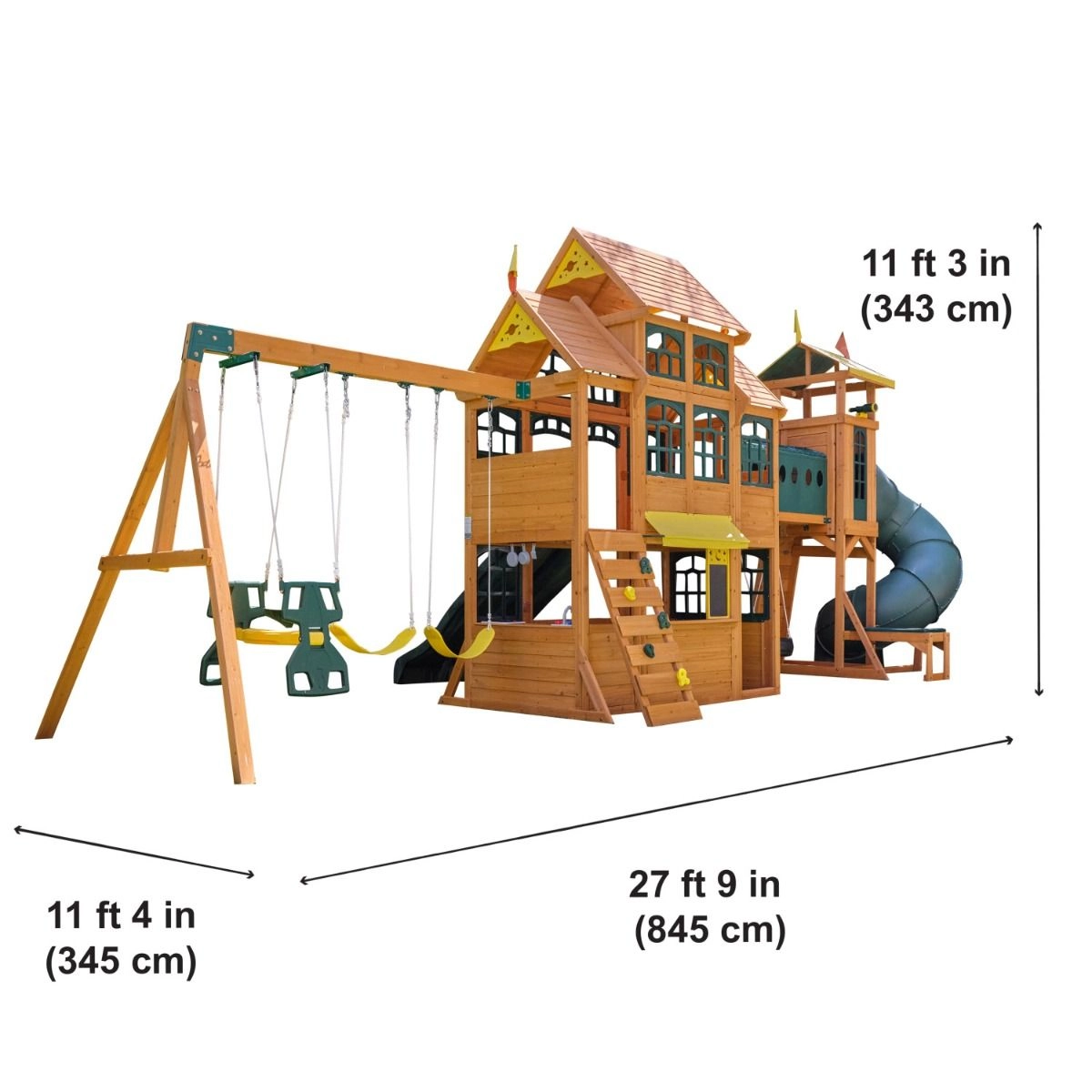 Bear Cave Lodge - Wooden Swing Set