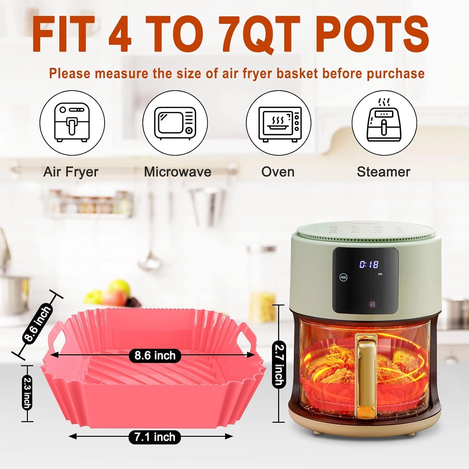 Silicone Air Fryer Liners - 3 Pcs