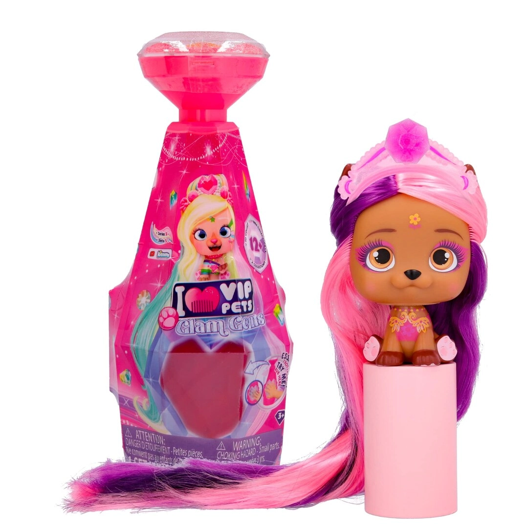 IMC Toys VIP Pets Glam Gems Series - 1 Doll 9 Surprises 6 Accessories Ages 3+