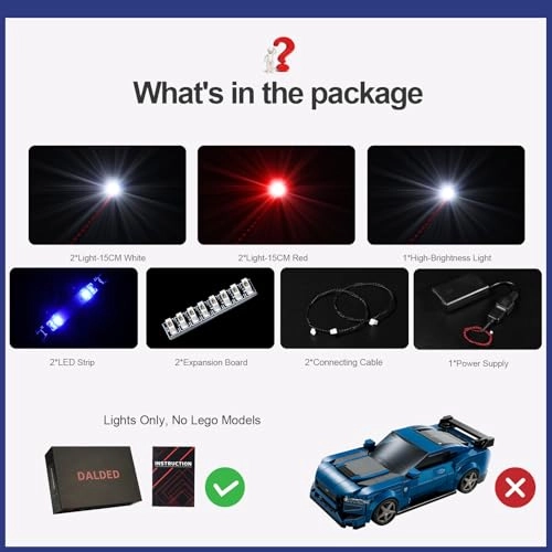 LED Lighting Kit - Lego Speed Champions Ford Mustang Dark Horse Sports Car