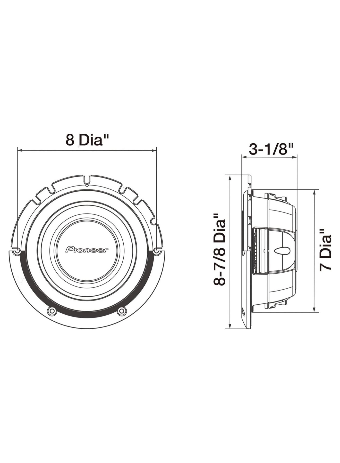 TS-A2000LD2 - 250 watts RMS 8 inch