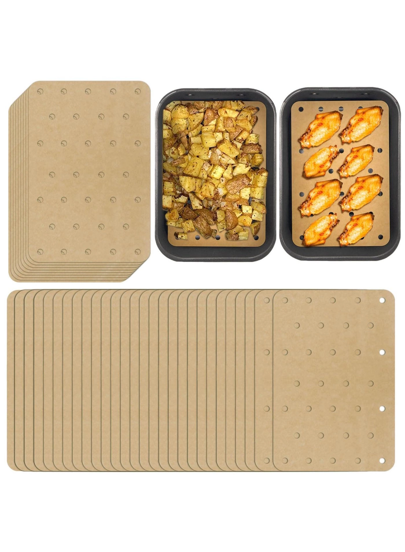 Sweet seven Air Fryer Liners - 100% unbleached natural food-grade wood pulp 200 pieces