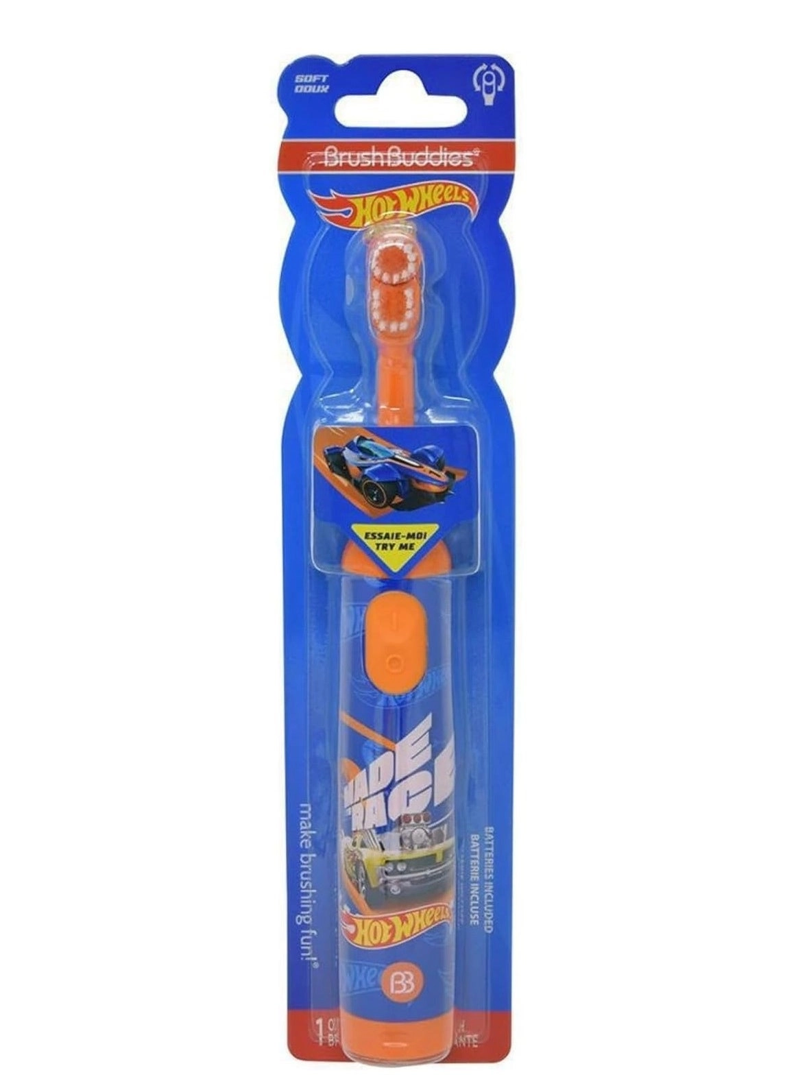 Hot Wheels Battery Powered Sonic Electric Kids Toothbrush - Soft Bristles Rounded Head