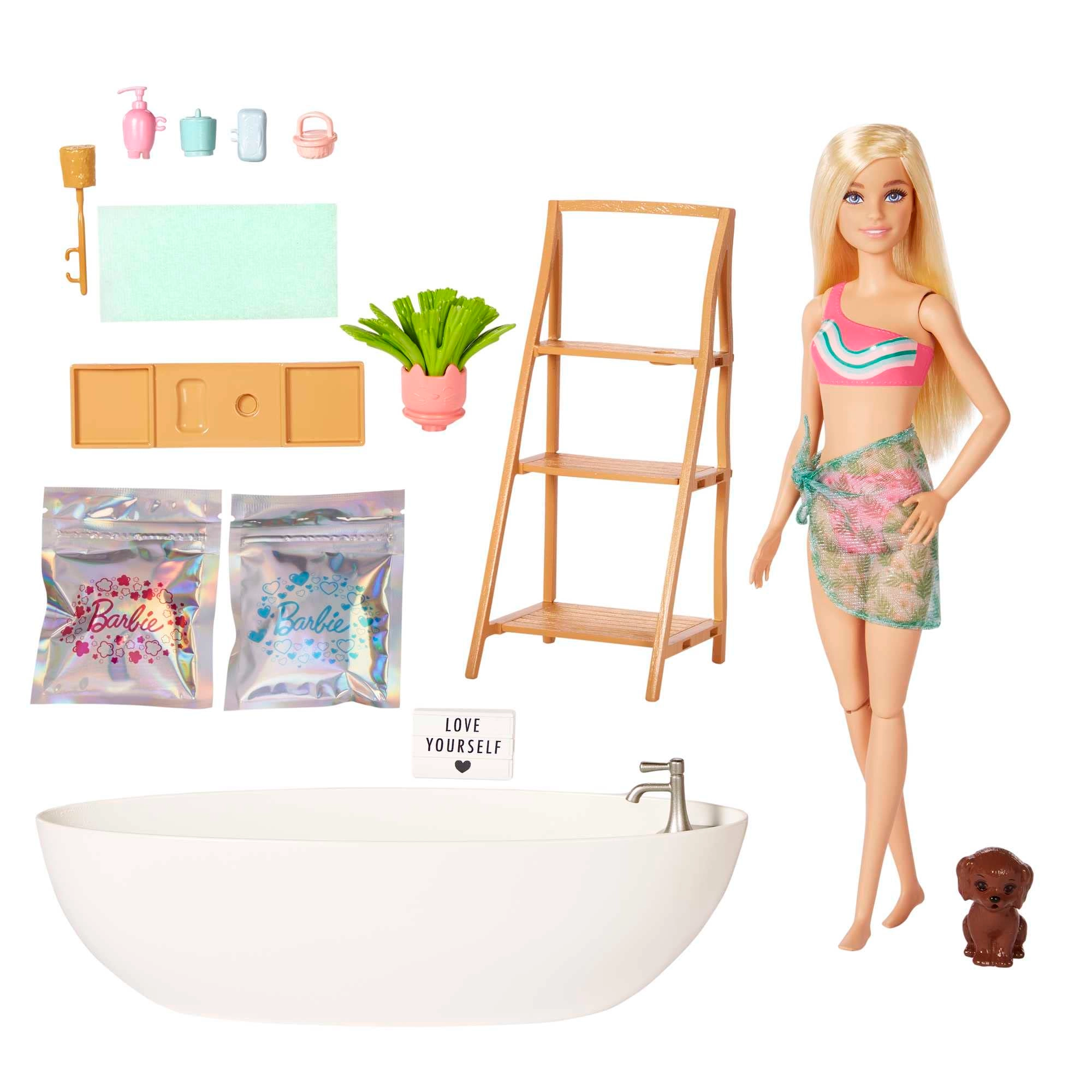 Barbie Doll - Blonde + Bathtub Playset - Confetti Soap & Accessories