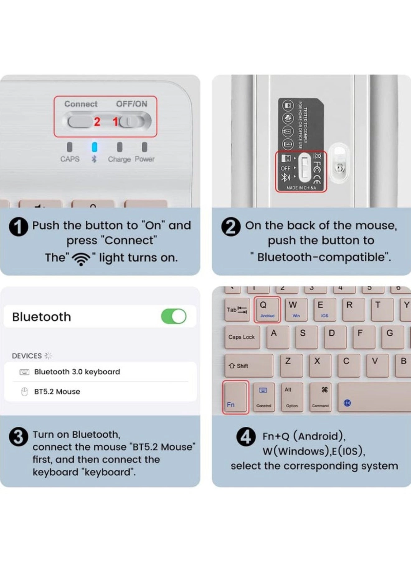 Bluetooth Keyboard and Mouse - AR/EN Wireless
