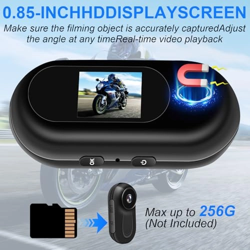 Yadayuki Mini Action Cam, 360° Portable Sports Camera with 0.85 Inch Display, HD 1080P Body Camera, Helmet Action Camera, Pet Camera, Motorcycle Sports Camera, Multifunctional Accessories