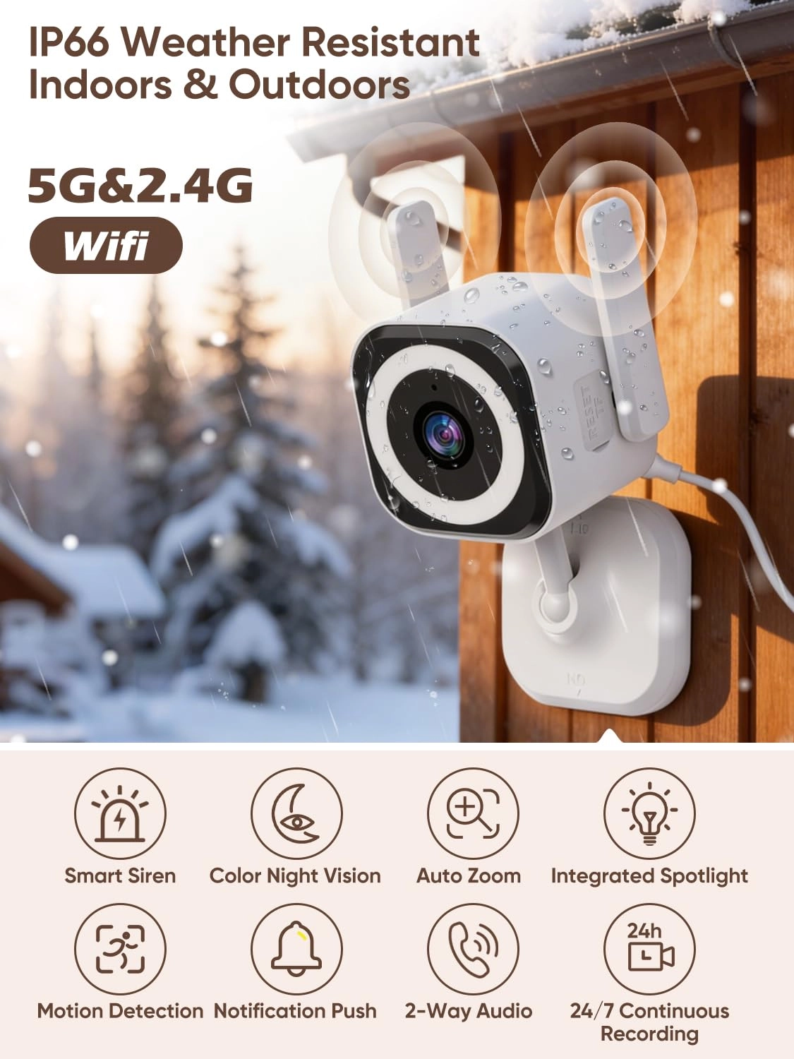 Dual-Antenna Stable 5G WiFi Security Camera 2K