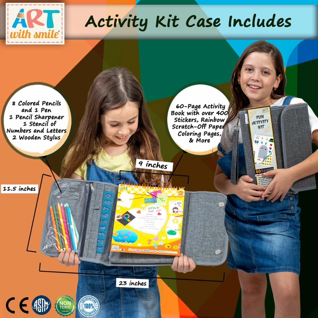 Travel Activity - 14 Pencils Pen Sharpner Stencil Premium case