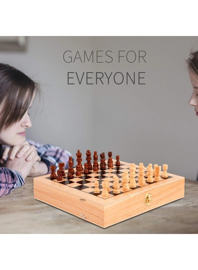 4-in-1 Wooden Fast Sling Puck Set - Chess Checkers Tic Tac Toe