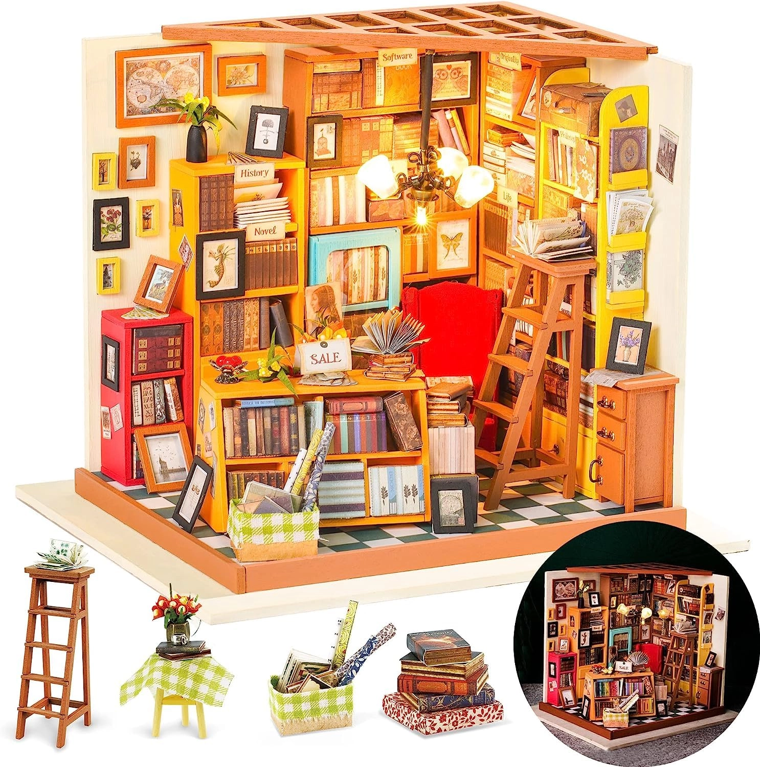 Rolife DIY Miniature Dollhouse Kit - Sam's Bookstore 1:24 Scale