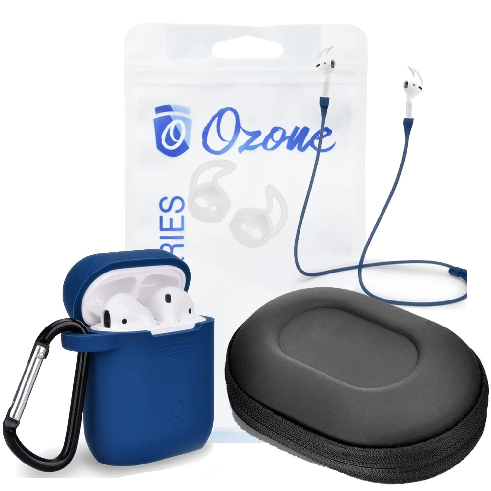 Ozone Case for Apple Airpod 2/1 - Waterproof + Keychain + Strap + Earhooks + Storage Box