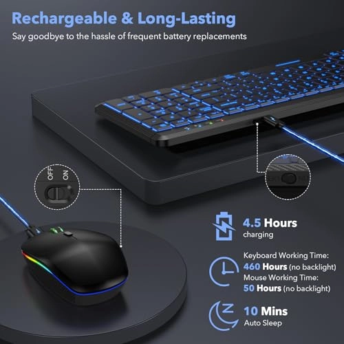 Wireless Keyboard and Mouse - Bluetooth Usb