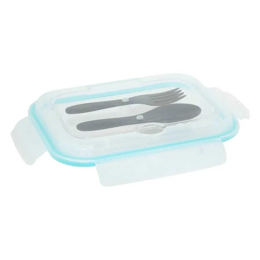 Clipeat Glass Lunch Box with Cutlery - 1 L