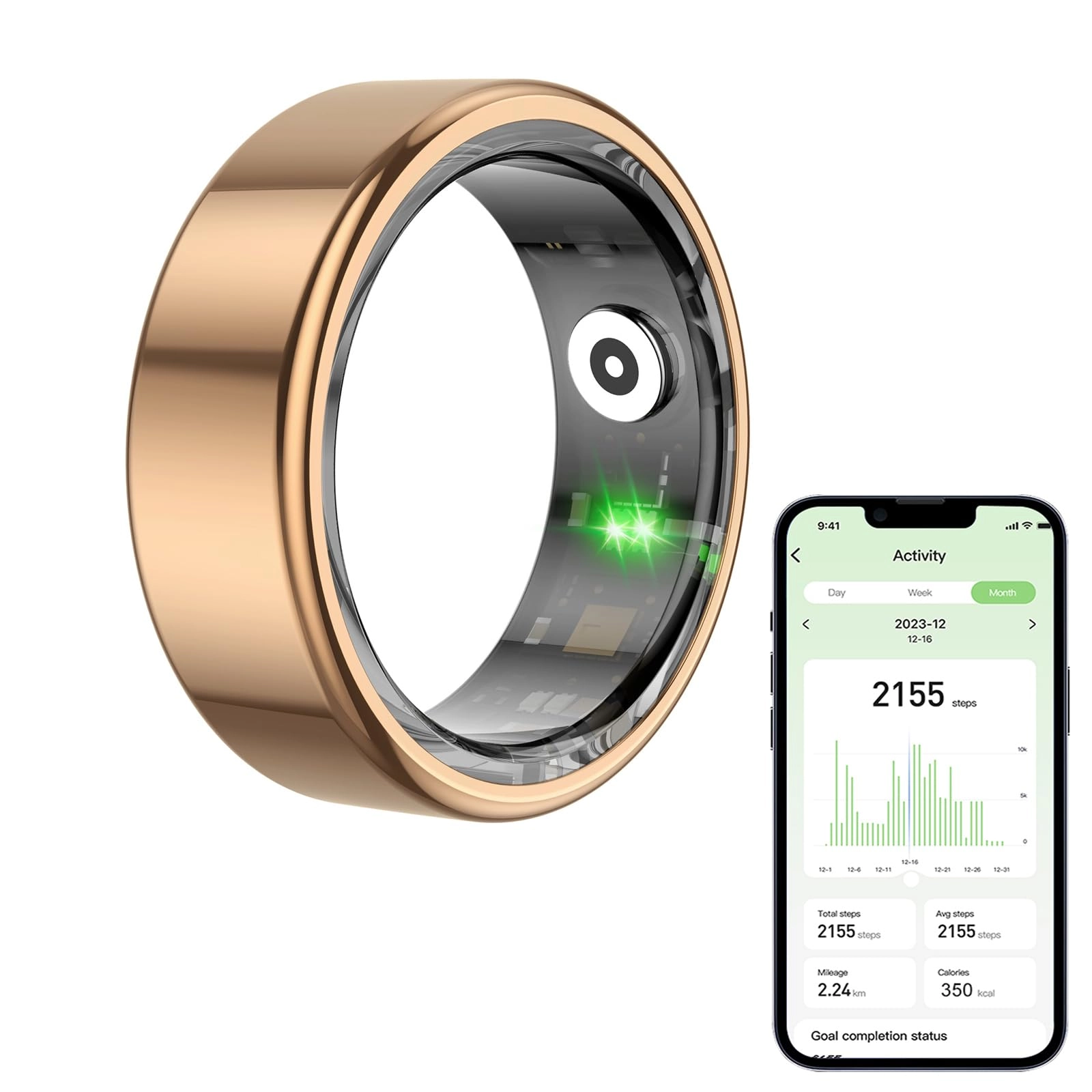 JHYLJSH Smart Ring Health Tracker - Rose Gold 8#/56.9mm