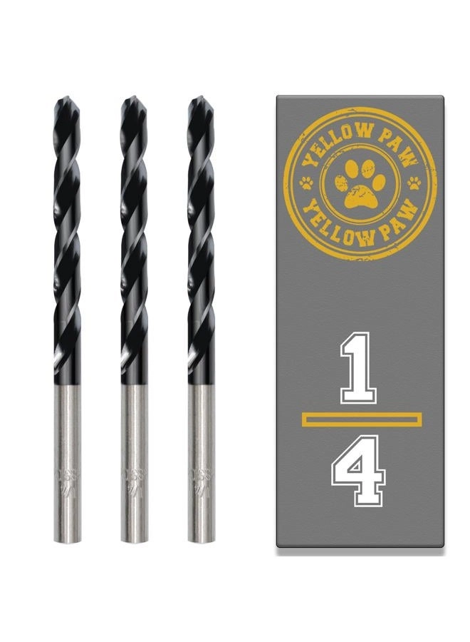 Yellow Paw 1/4 Inch Drill Bit - M35 Cobalt Titanium Aluminum Nitrite 3 Pack