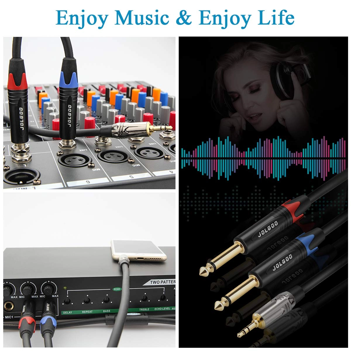 3.5 mm TRS to Dual 1/4" TS Stereo Breakout Cable - 6.6 Feet
