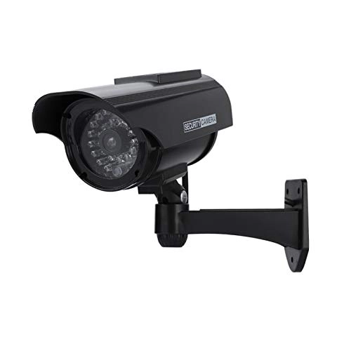 Dummy Security Camera - Solar Powered Red LED Black