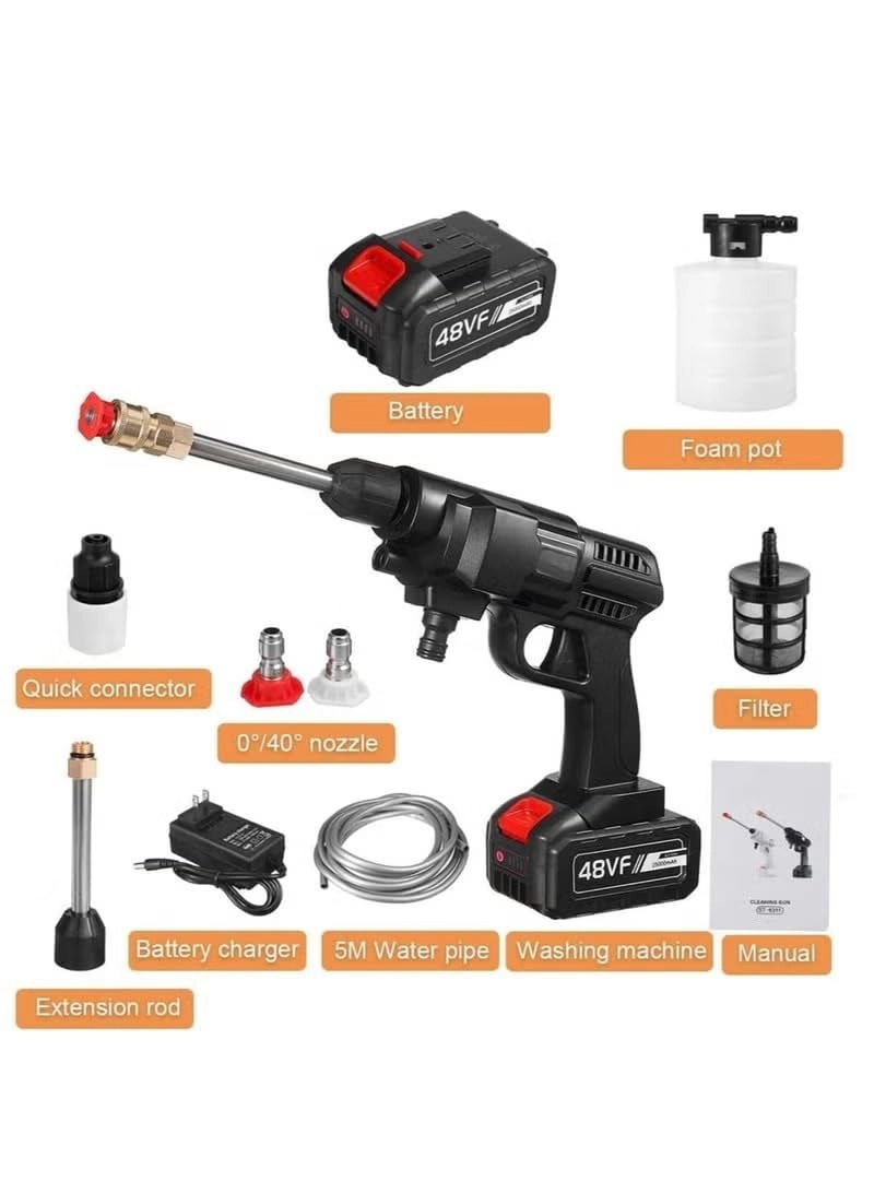 48V Cordless Portable High-Pressure Washer - 200W 30Bar