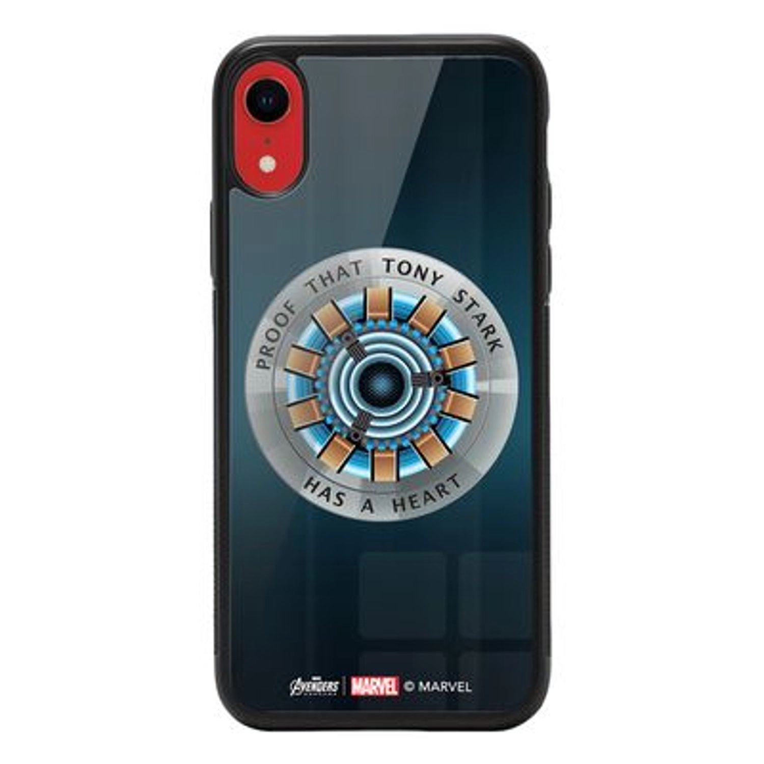 Wackylicious Iron Man Arc Reactor Cover Back Case for iPhone XR - TPU Bumper Case + Tempered Glass Back