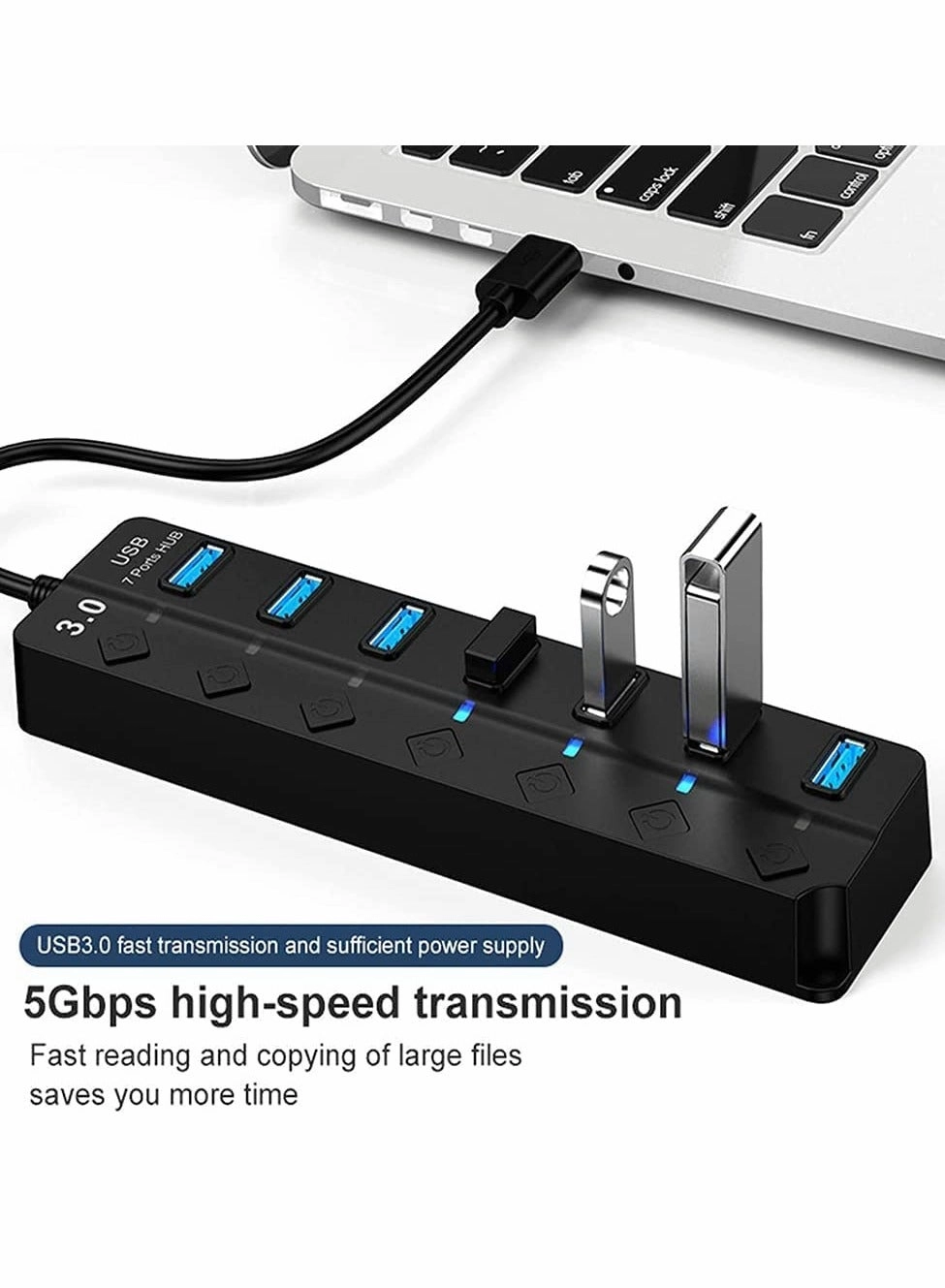 USB 3.0 Hub - 10W Power Adapter 1 Port USB 3.0 6 Port USB 2.0