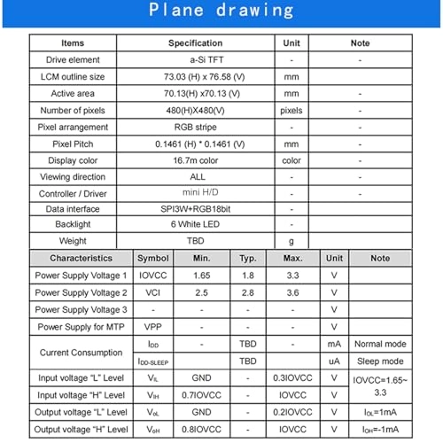Portable mini IPS LCD Round Screen - 2.8 Inches