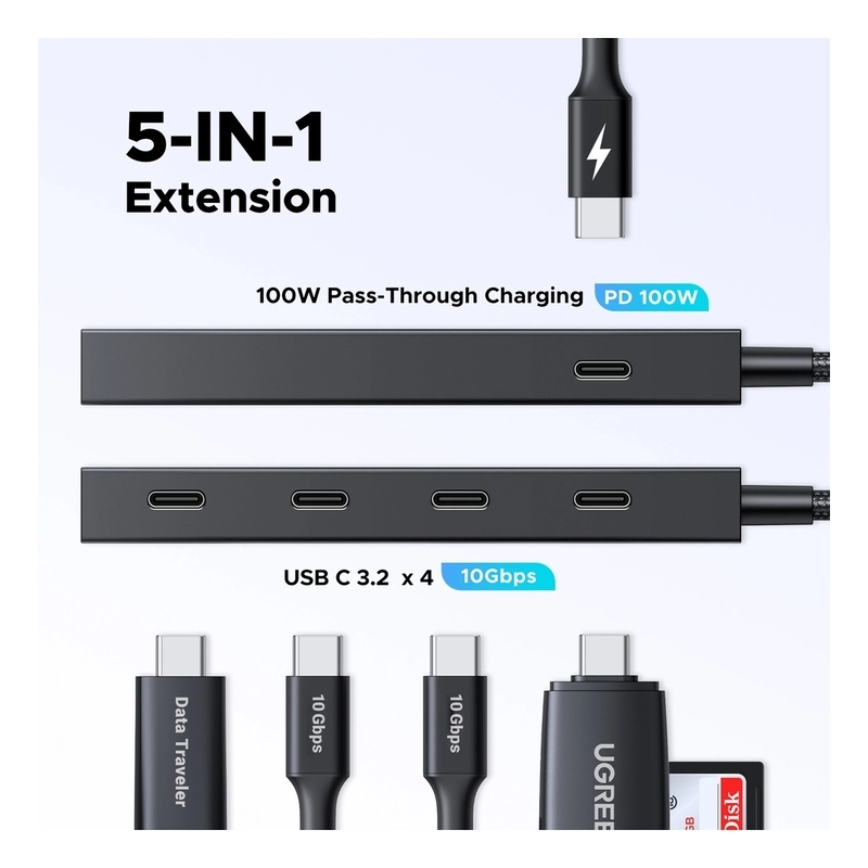 5-In-1 USB-C HUB - 4xUSB-C 3.2 100W PD