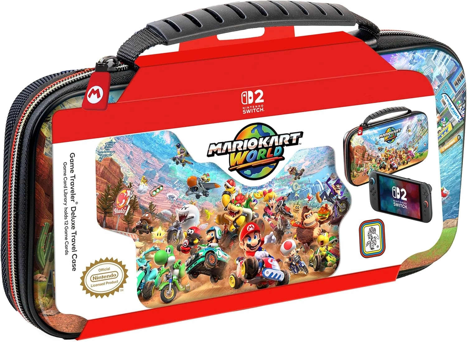 RDS Industries Game Traveler Mario Kart World Deluxe Travel Case - Nintendo Switch 2 12 game cards