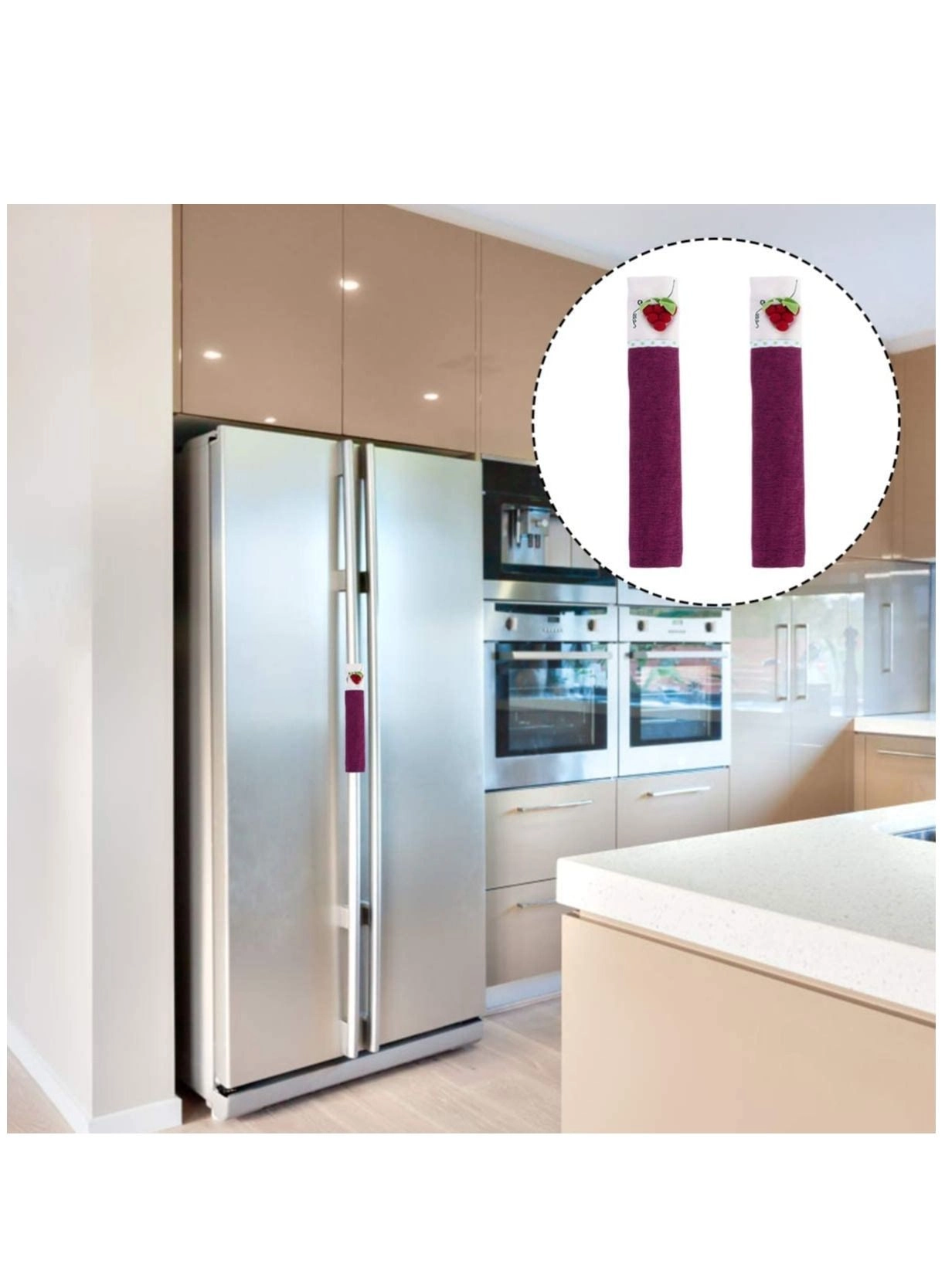 Refrigerator Door Handle Covers - 2pcs 27x13x2cm cotton fabric