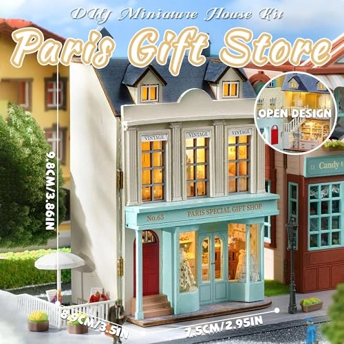 Romantic and Cute Dollhouse Miniature DIY House Kit - Paris Gift Store
