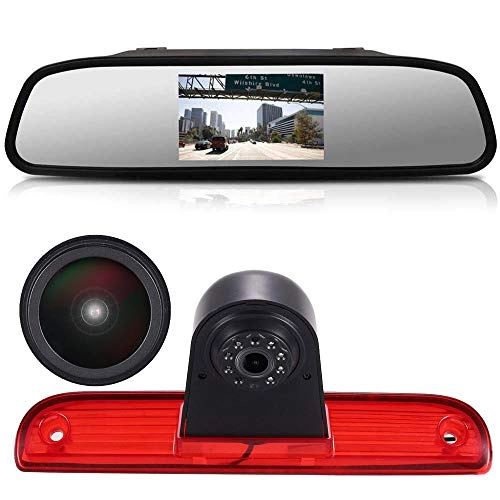 Rear View Mirror Monitor - 4.3 Inch Wired + Brake Light Camera - 1280 x 720 Night vision