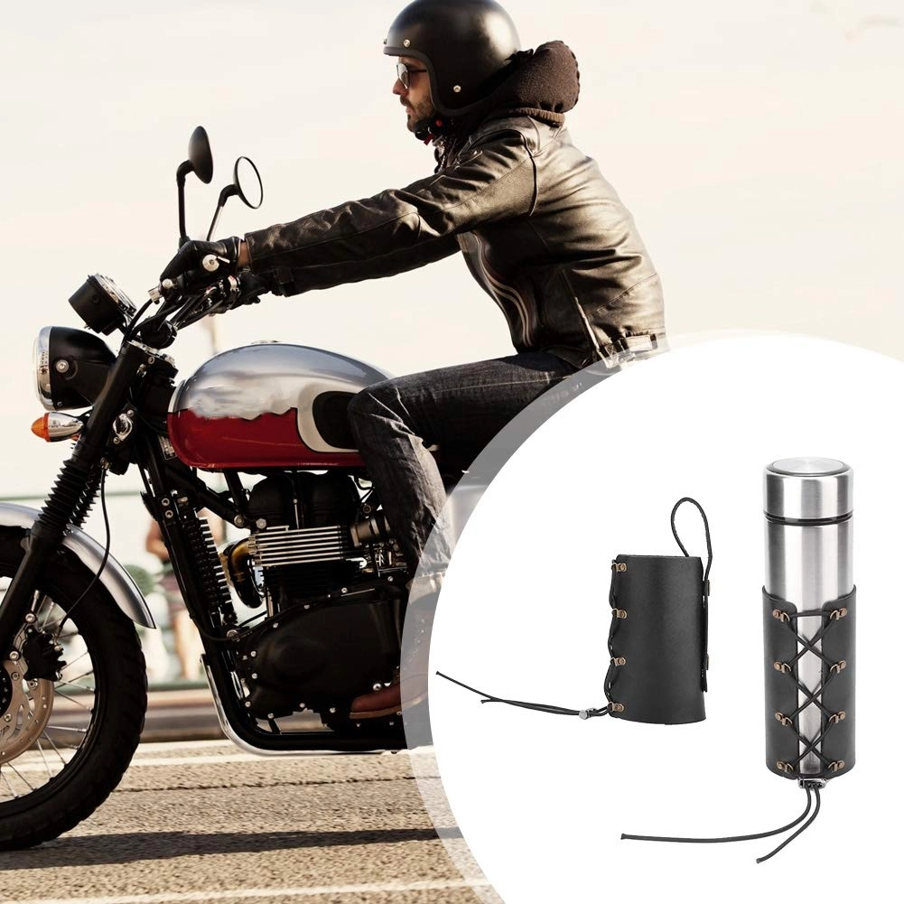 Bediffer Motorcycle Cup Holder - PU Leather Adjustable Black