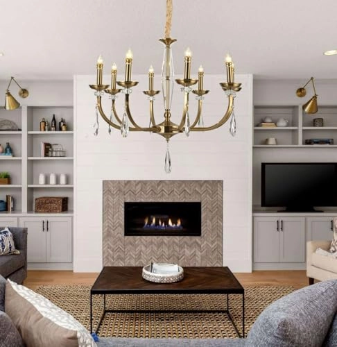 8 Light Antique Brass Italian Chandelier - 3000 Kelvin