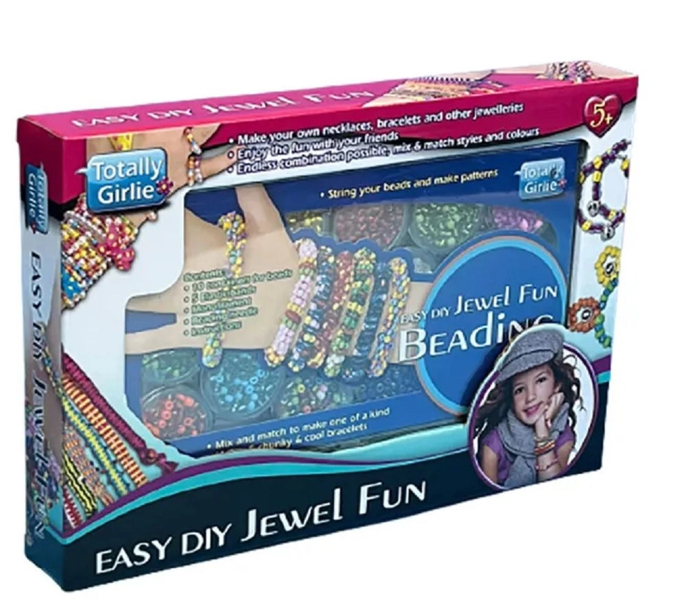 Easy Jewel Fun Beading DIY Crafts Kit - 10 containers 5 elastic bands