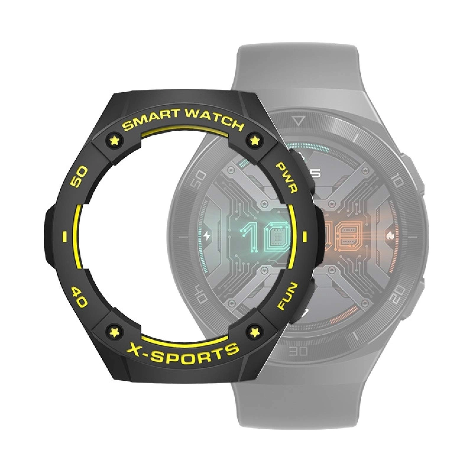 Zhongguiming Protective Case for Huawei Watch GT2e - TPU Black+Yellow
