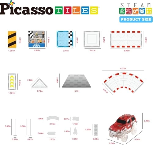 Magnet Tile Race Car Track - 64 pcs Kit